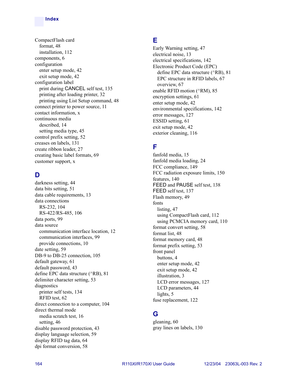 Zebra Technologies R170XiTM User Manual | Page 176 / 184