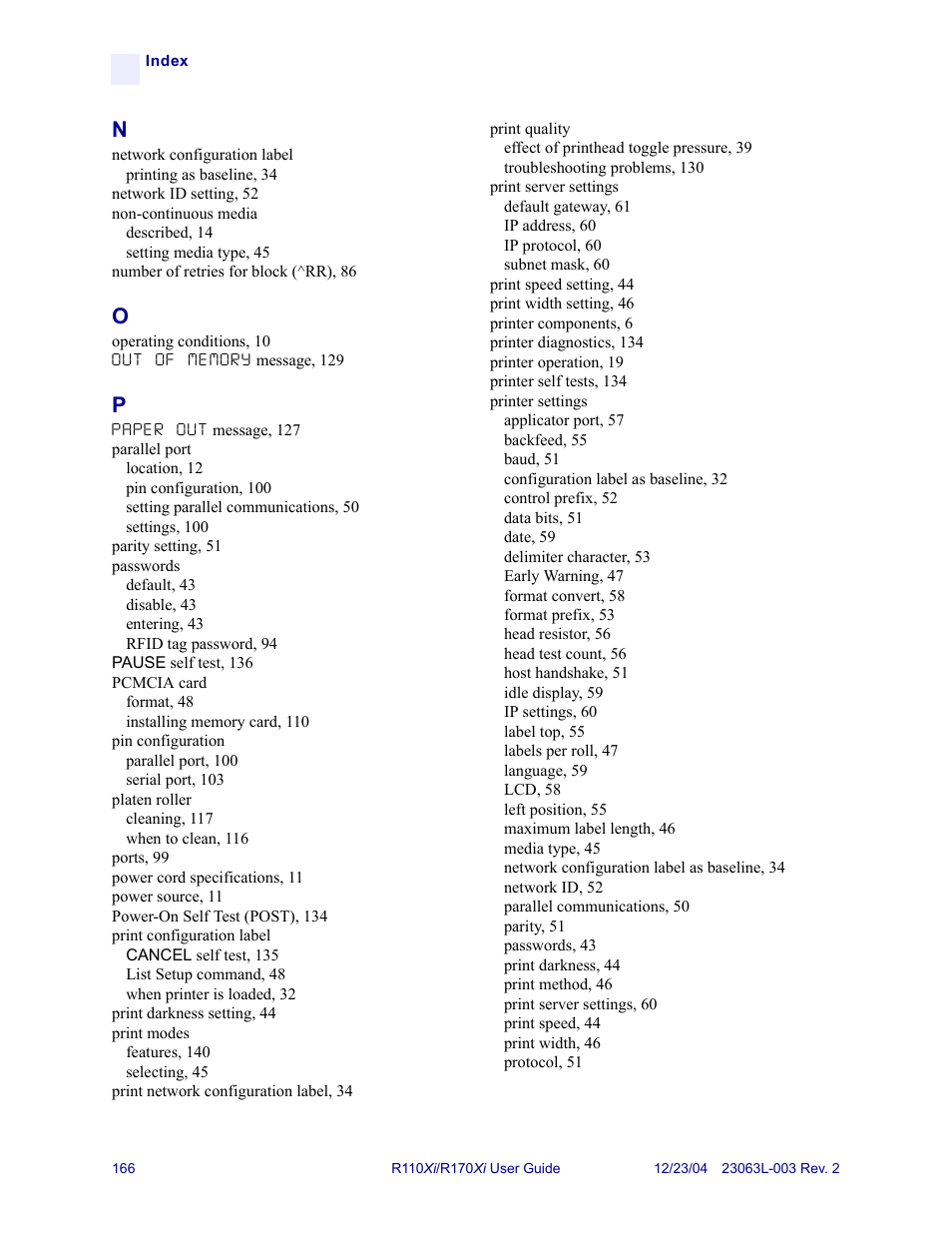 Zebra Technologies R170XiTM User Manual | Page 178 / 184