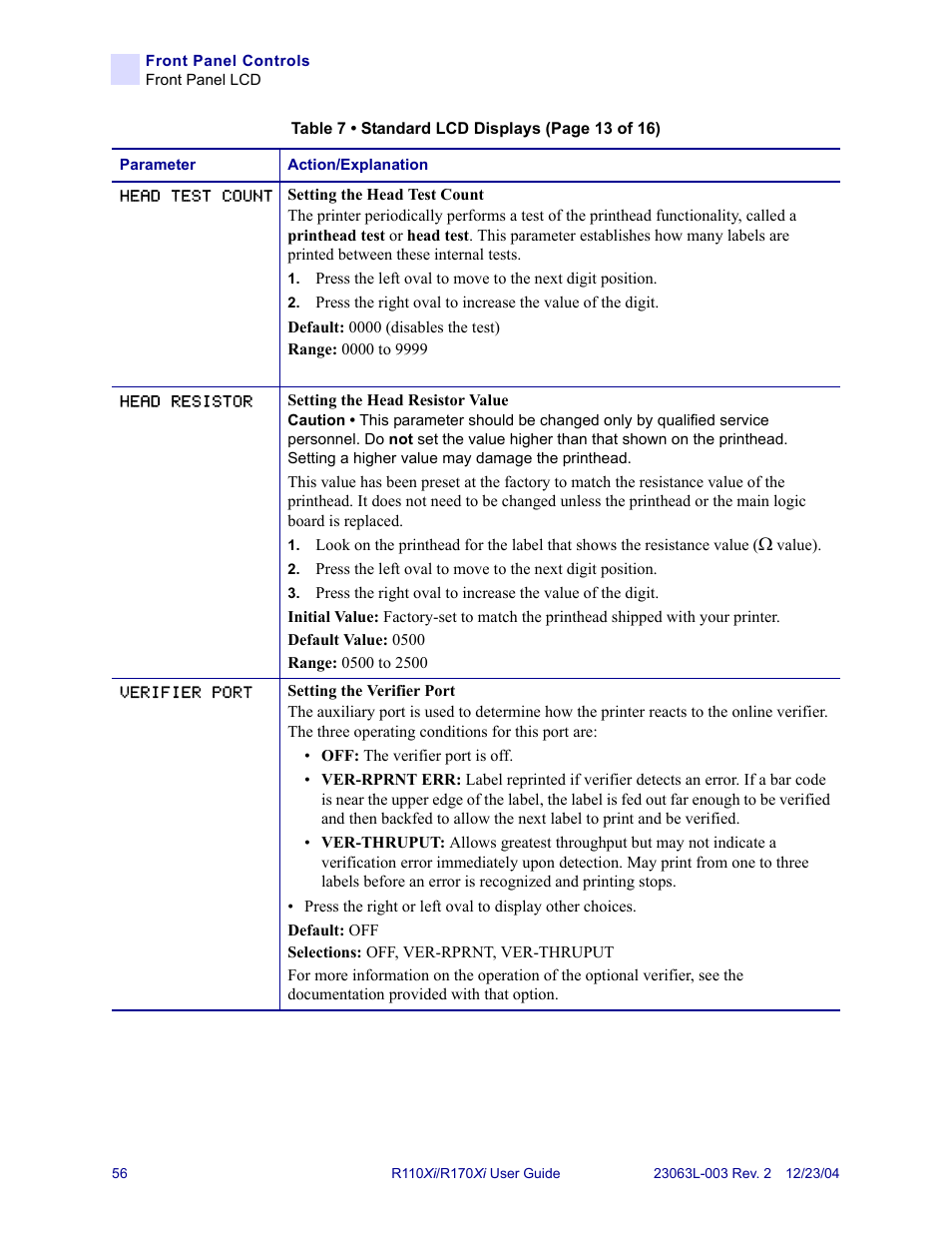 Zebra Technologies R170XiTM User Manual | Page 68 / 184