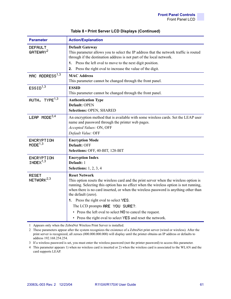 Zebra Technologies R170XiTM User Manual | Page 73 / 184