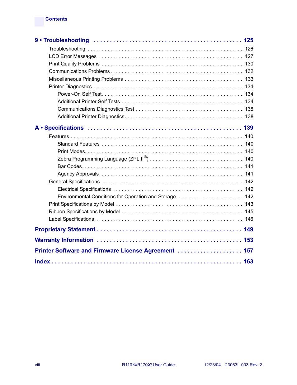 Zebra Technologies R170XiTM User Manual | Page 8 / 184