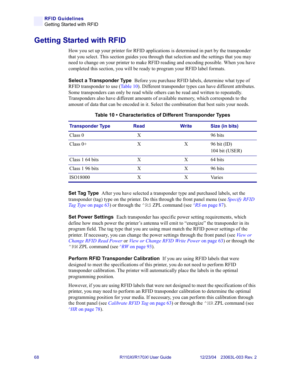 Getting started with rfid | Zebra Technologies R170XiTM User Manual | Page 80 / 184