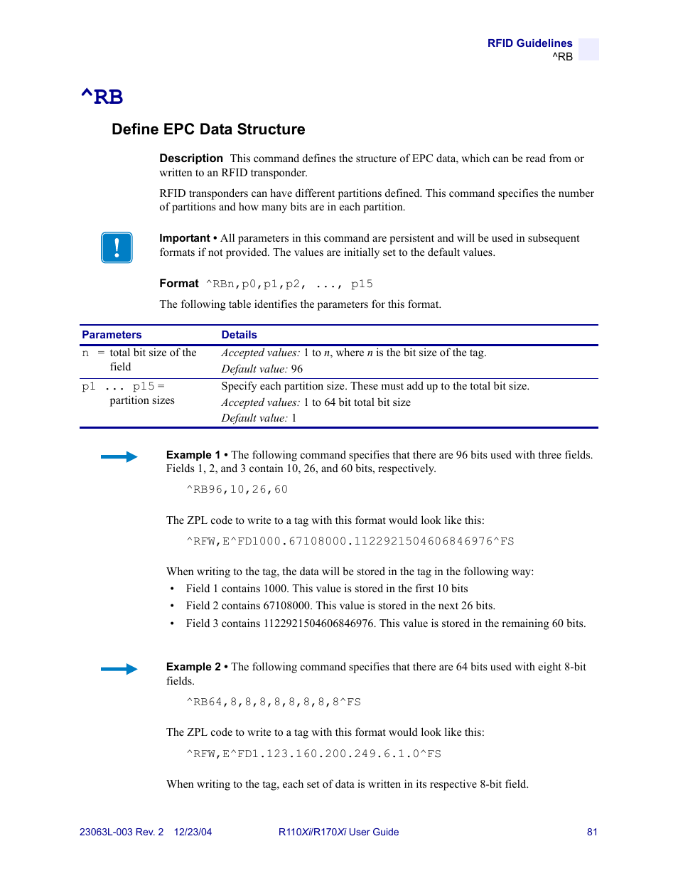 Define epc data structure | Zebra Technologies R170XiTM User Manual | Page 93 / 184