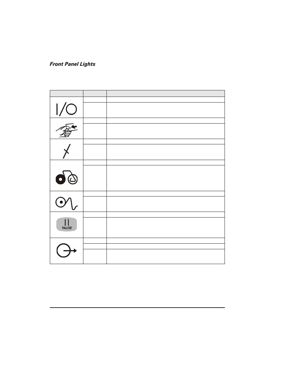 Front panel lights | Zebra Technologies XiIII Series User Manual | Page 34 / 116
