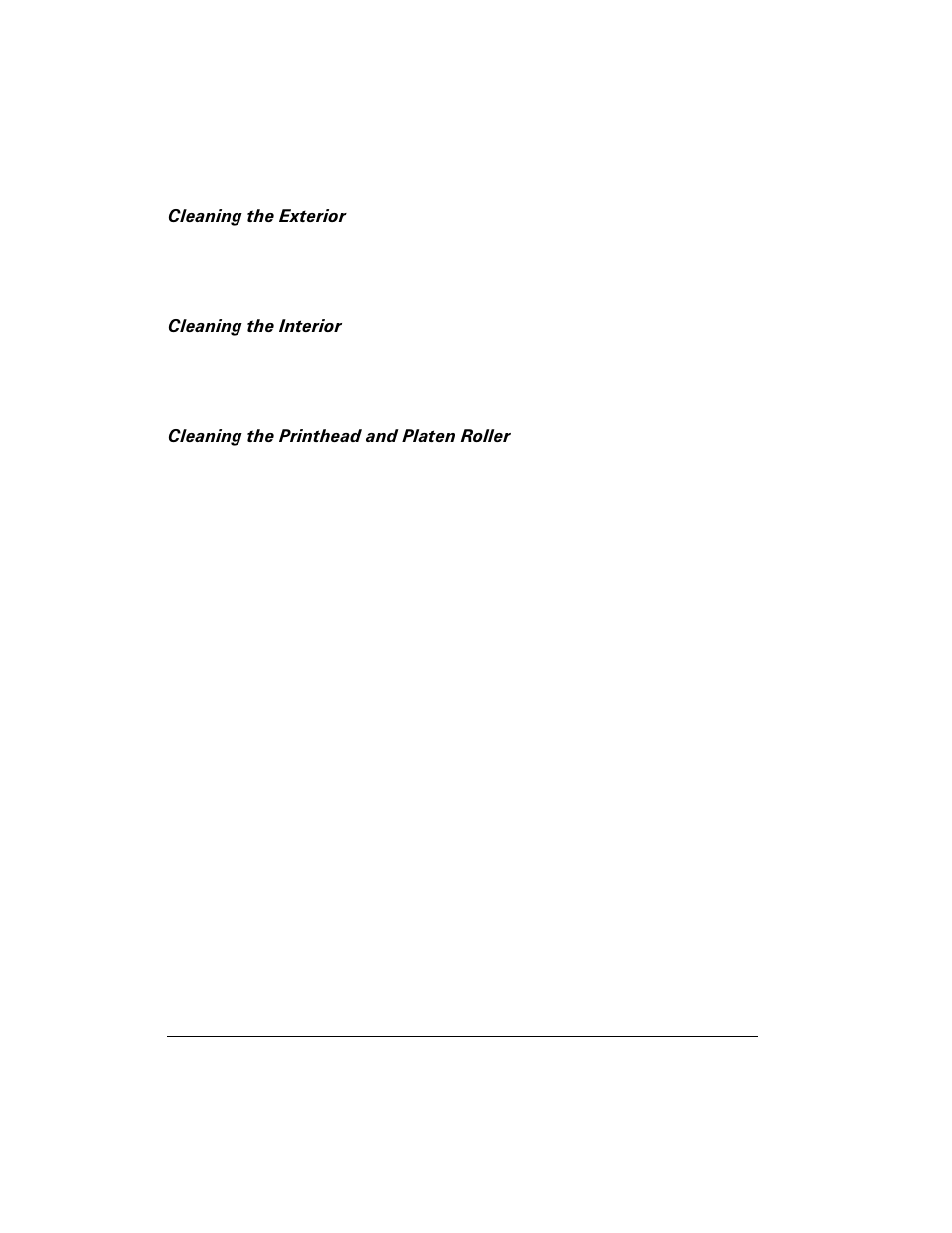 Cleaning the exterior, Cleaning the interior, Cleaning the printhead and platen roller | Zebra Technologies XiIII Series User Manual | Page 72 / 116