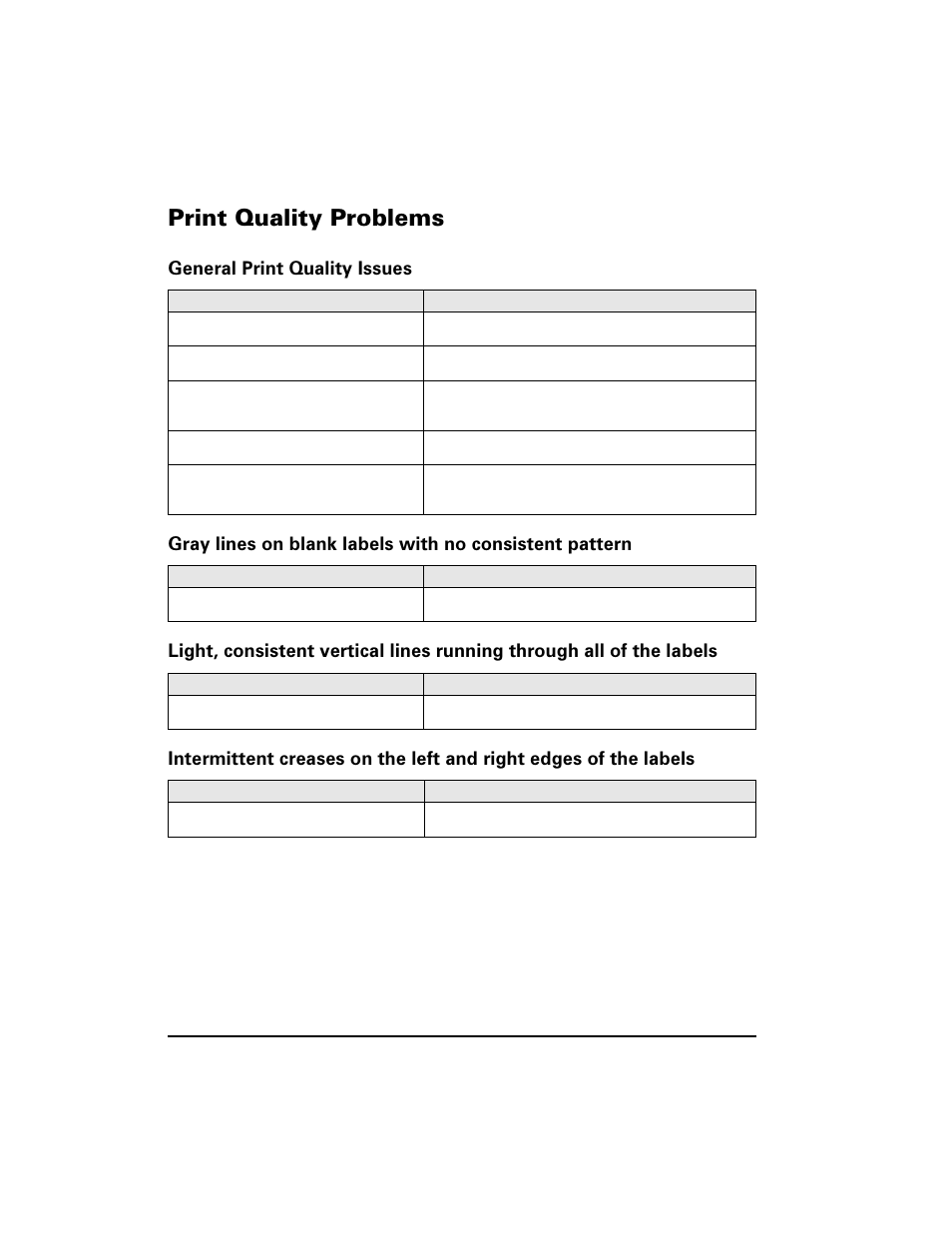 Print quality problems, 3ulqw 4xdolw\ 3ureohpv | Zebra Technologies XiIII Series User Manual | Page 86 / 116