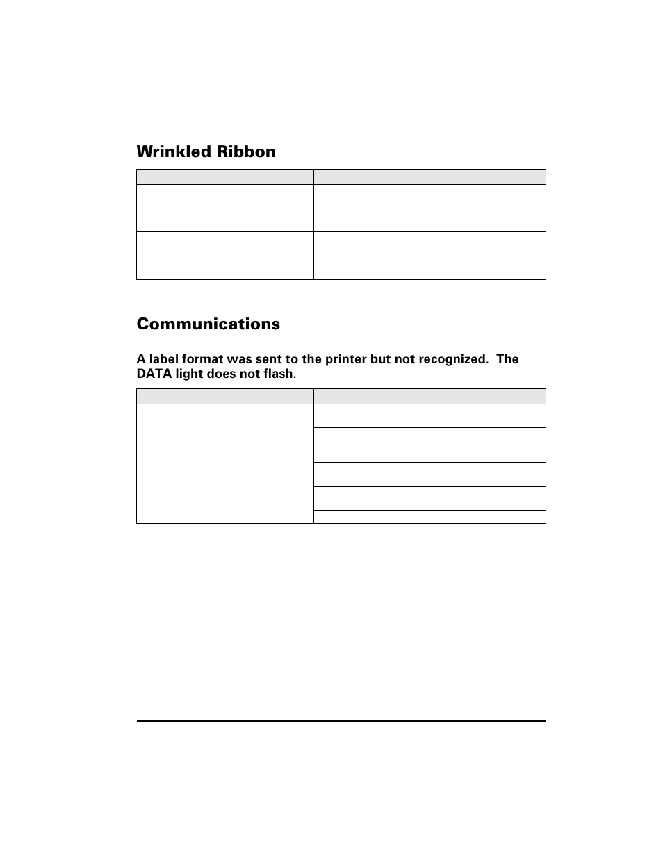 Wrinkled ribbon, Communications, Wrinkled ribbon communications | Ulqnohg 5leerq &rppxqlfdwlrqv | Zebra Technologies XiIII Series User Manual | Page 87 / 116