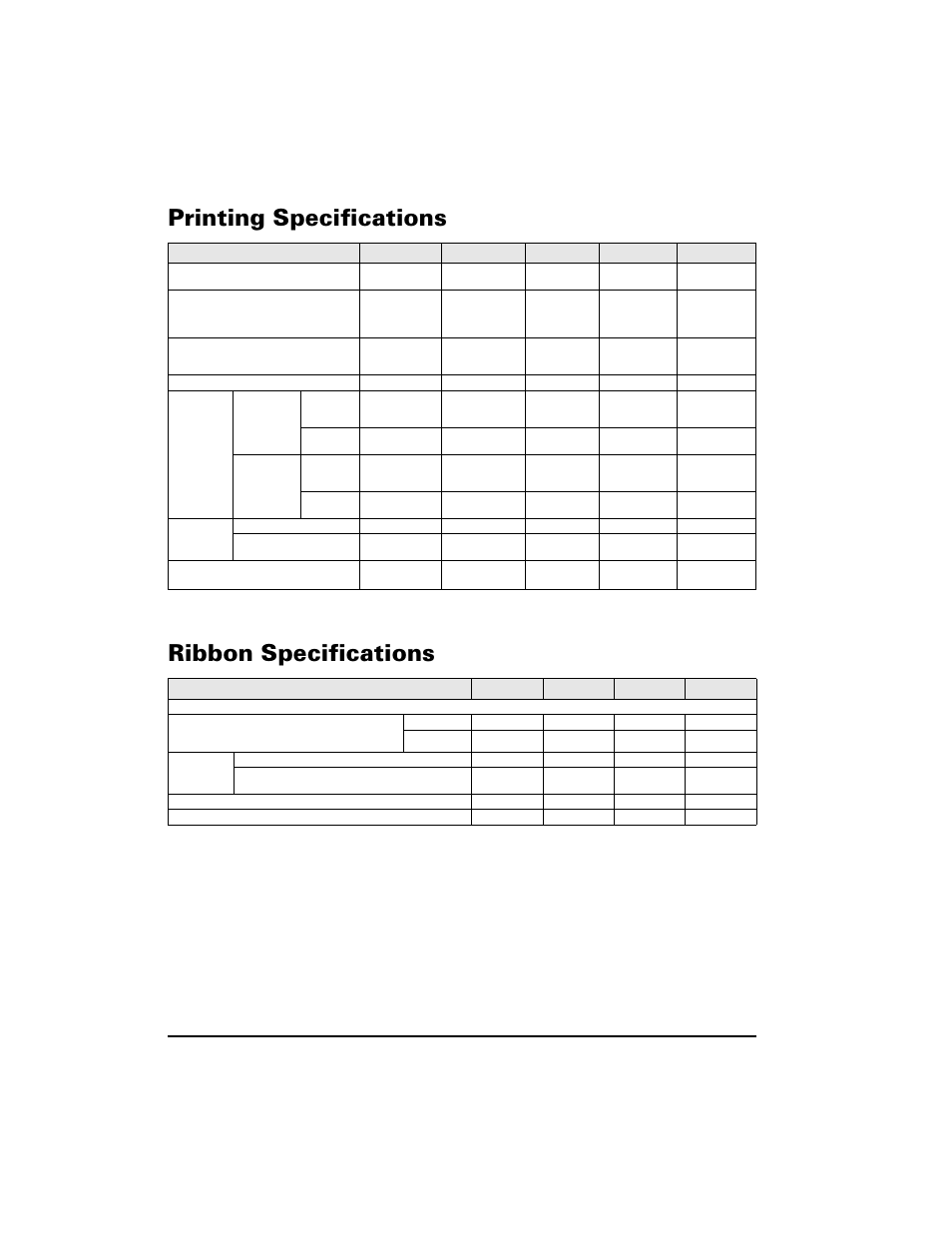 Printing specifications, Ribbon specifications, Printing specifications ribbon specifications | 3ulqwlqj 6shflilfdwlrqv 5leerq 6shflilfdwlrqv, 90 zebra xi iii-series user’s guide | Zebra Technologies XiIII Series User Manual | Page 98 / 116