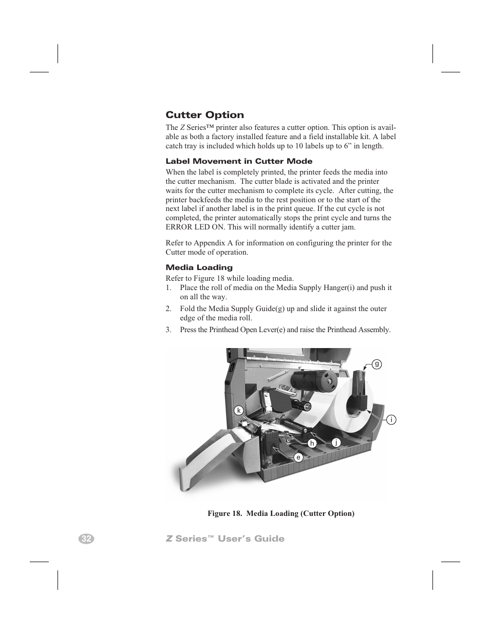 Value peel option 30, Value peel 30, Cutter option | Zebra Technologies Z6000 User Manual | Page 40 / 98