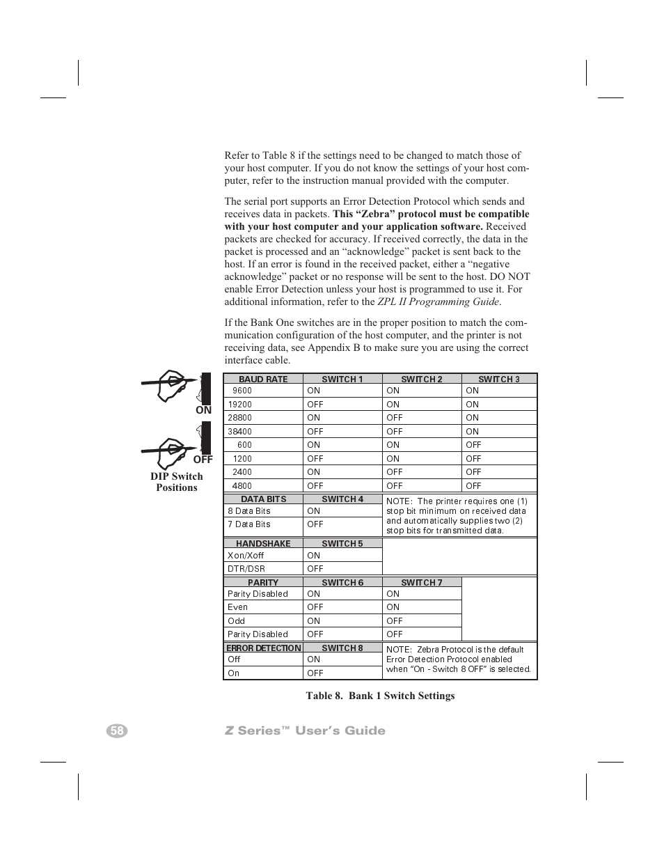 Operating modes 57, 58 z series™ user’s guide | Zebra Technologies Z6000 User Manual | Page 66 / 98