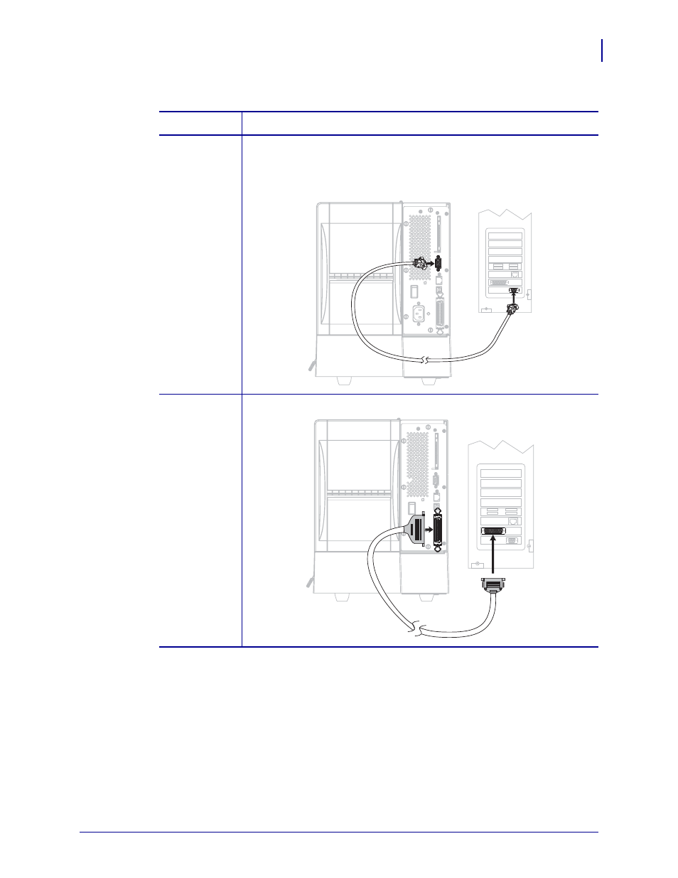 Table 6, Shows how to connect | Zebra Technologies Z SERIES 79695L-002 User Manual | Page 29 / 156