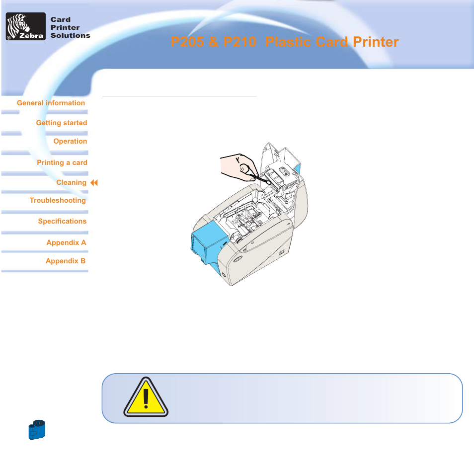 4 • 2 cleaning the print head | Zebra Technologies Zebra P210i User Manual | Page 26 / 42