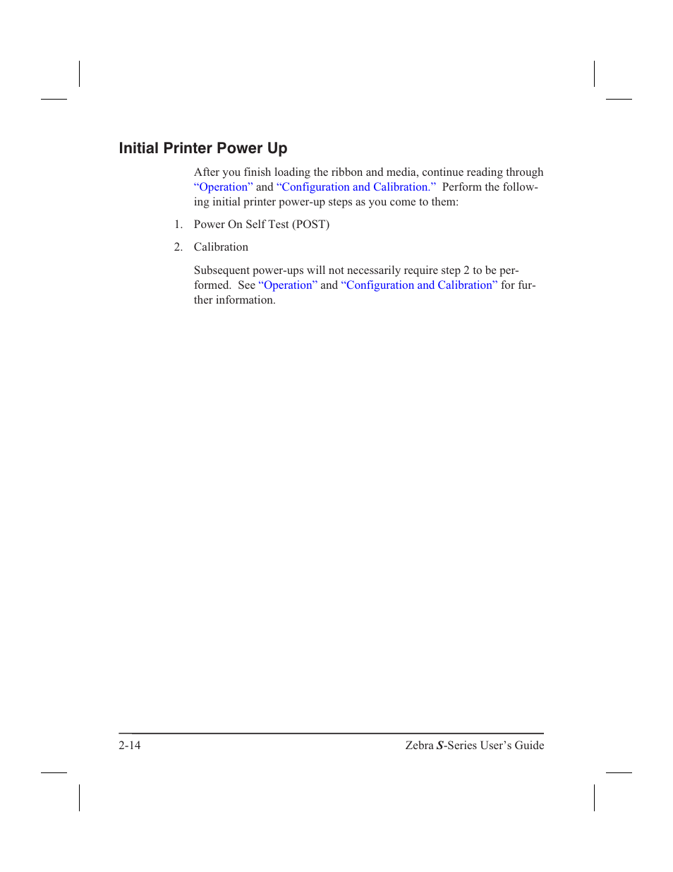 Media sensing 3-1, Initial printer power up | Zebra Technologies 160S User Manual | Page 37 / 106