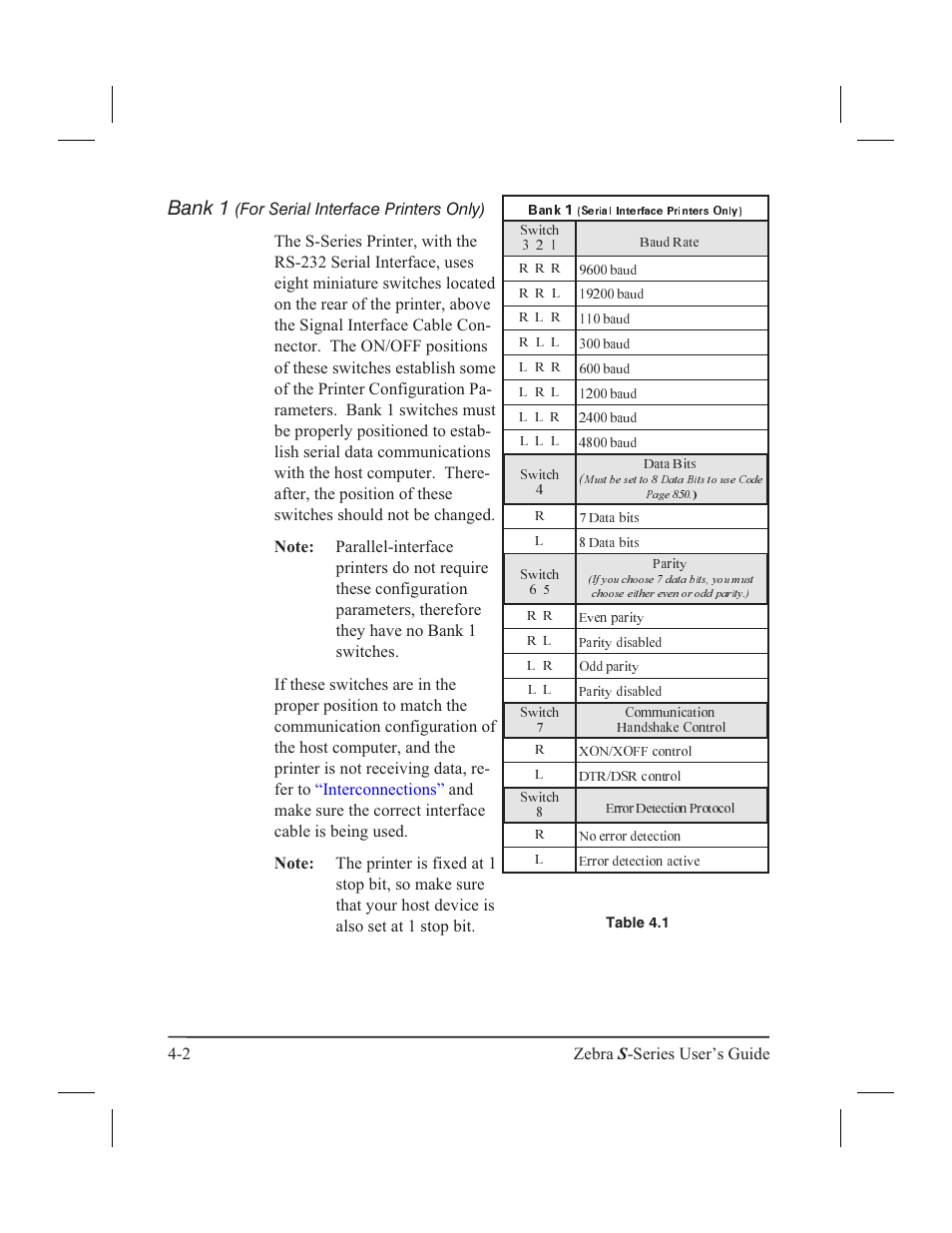 Bank 1, For serial-interface printers only) | Zebra Technologies 160S User Manual | Page 55 / 106