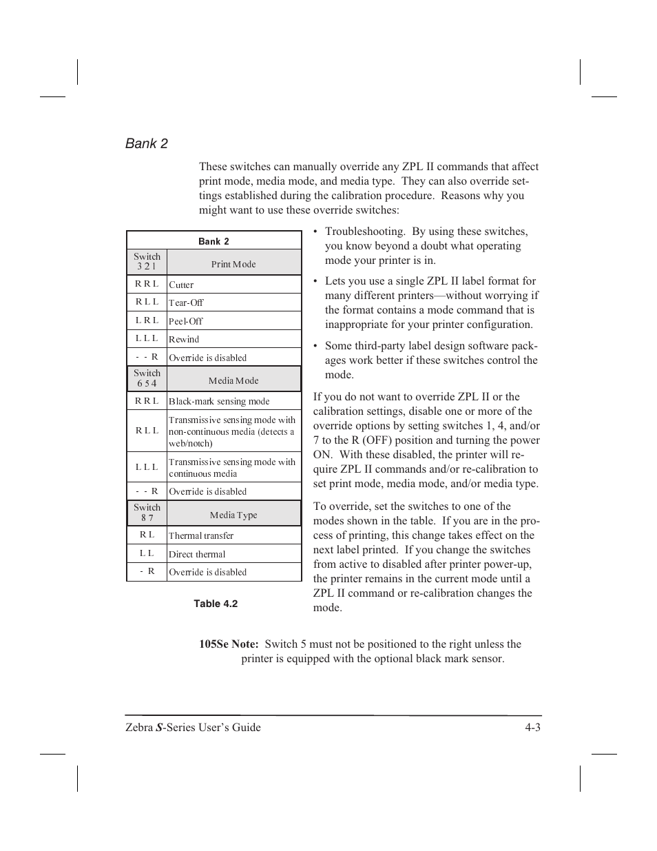 Calibration 4-4, Configuration mode 4-4, Factory defaults 4-4 | Bank 2 | Zebra Technologies 160S User Manual | Page 56 / 106