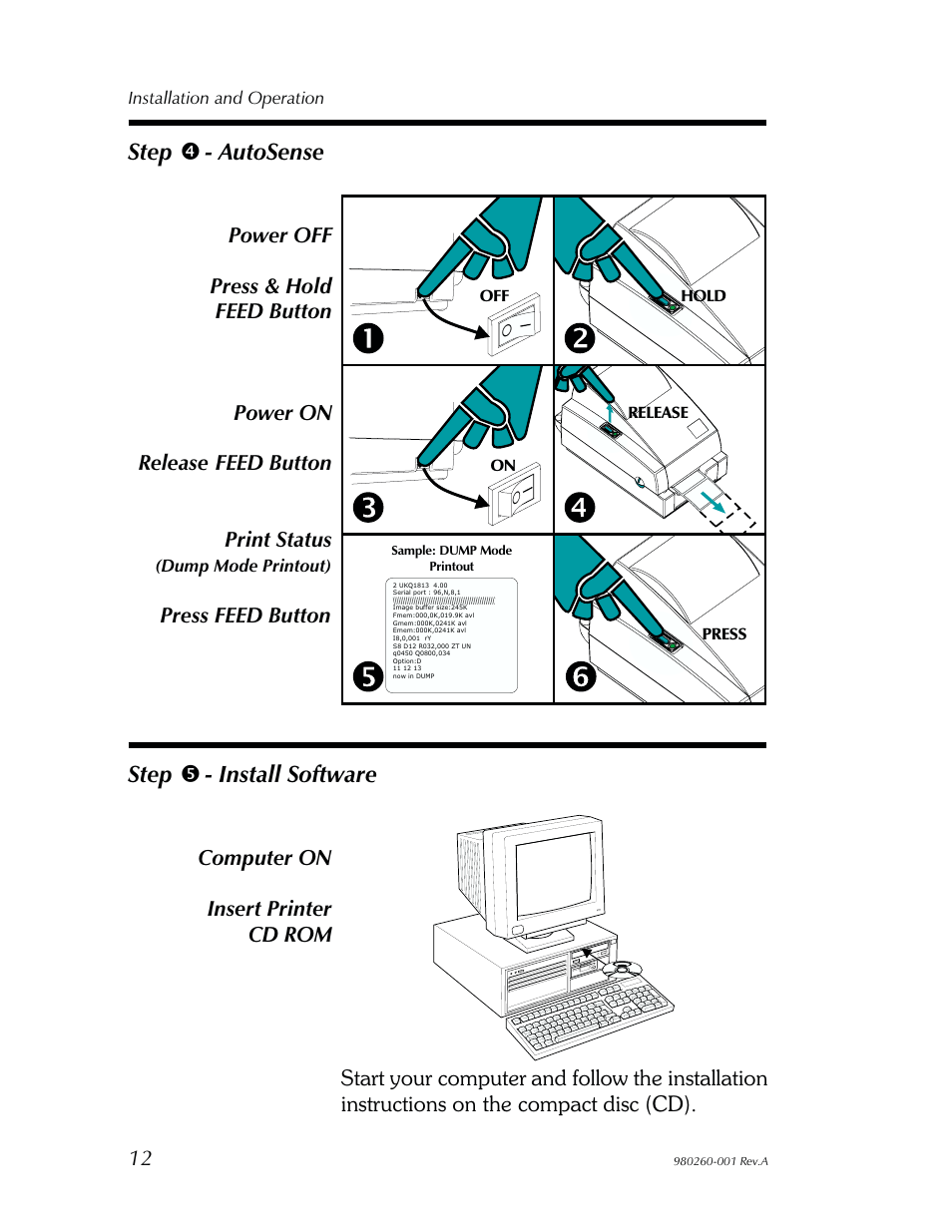 Autosense 12, Step 4 - autosense step 5 - install software | Zebra Technologies 2722 User Manual | Page 18 / 30