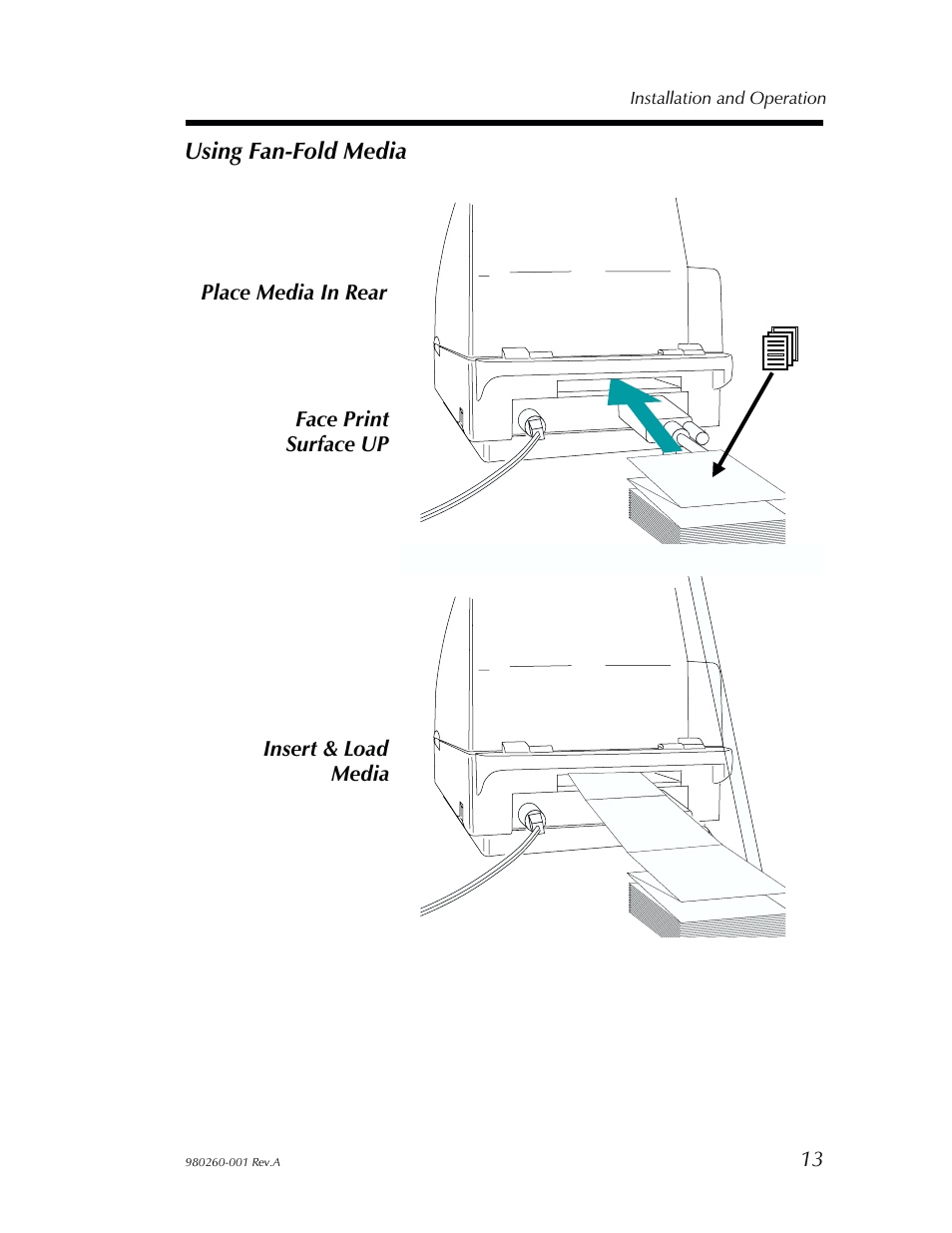 Using fan-fold me dia 13 | Zebra Technologies 2722 User Manual | Page 19 / 30