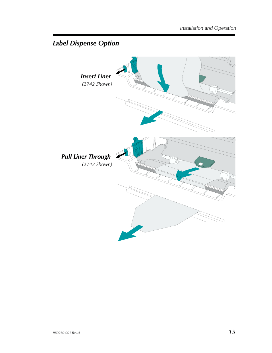 Label dispense option | Zebra Technologies 2722 User Manual | Page 21 / 30