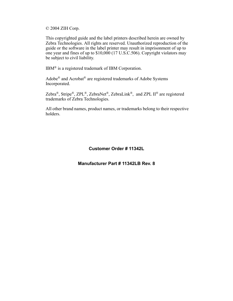 Zebra Technologies Zebra S Series 105SL User Manual | Page 2 / 130