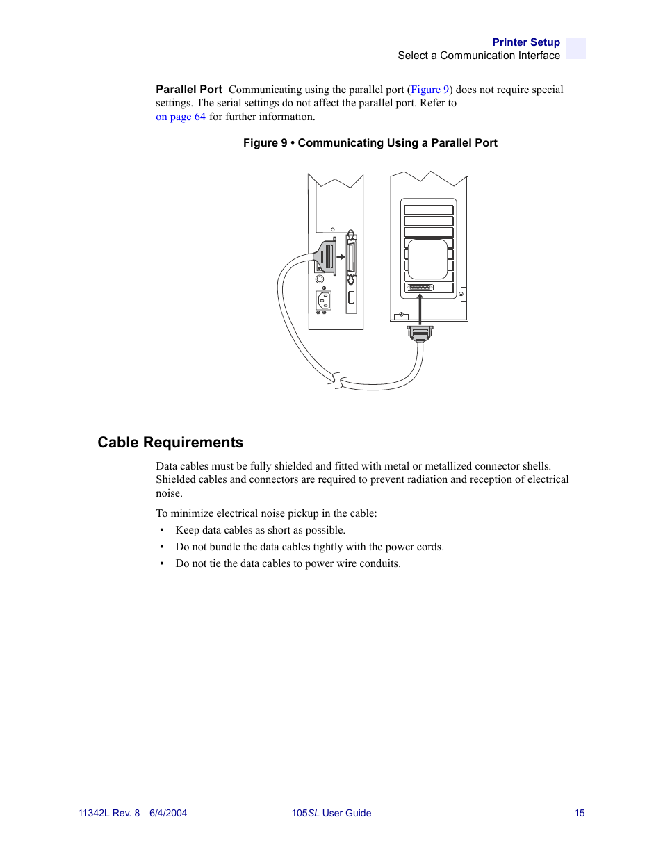 Cable requirements | Zebra Technologies Zebra S Series 105SL User Manual | Page 39 / 130