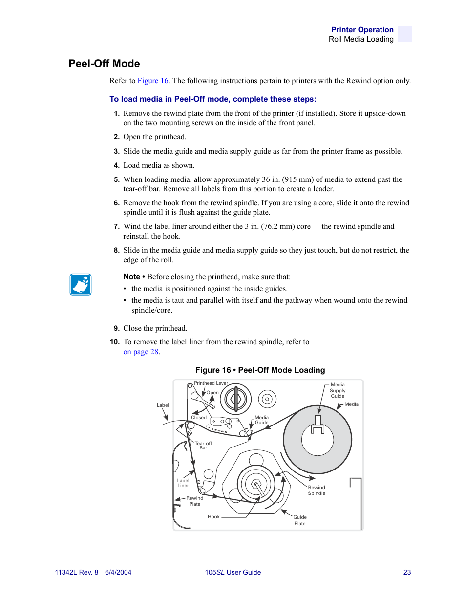 Peel-off mode | Zebra Technologies Zebra S Series 105SL User Manual | Page 47 / 130