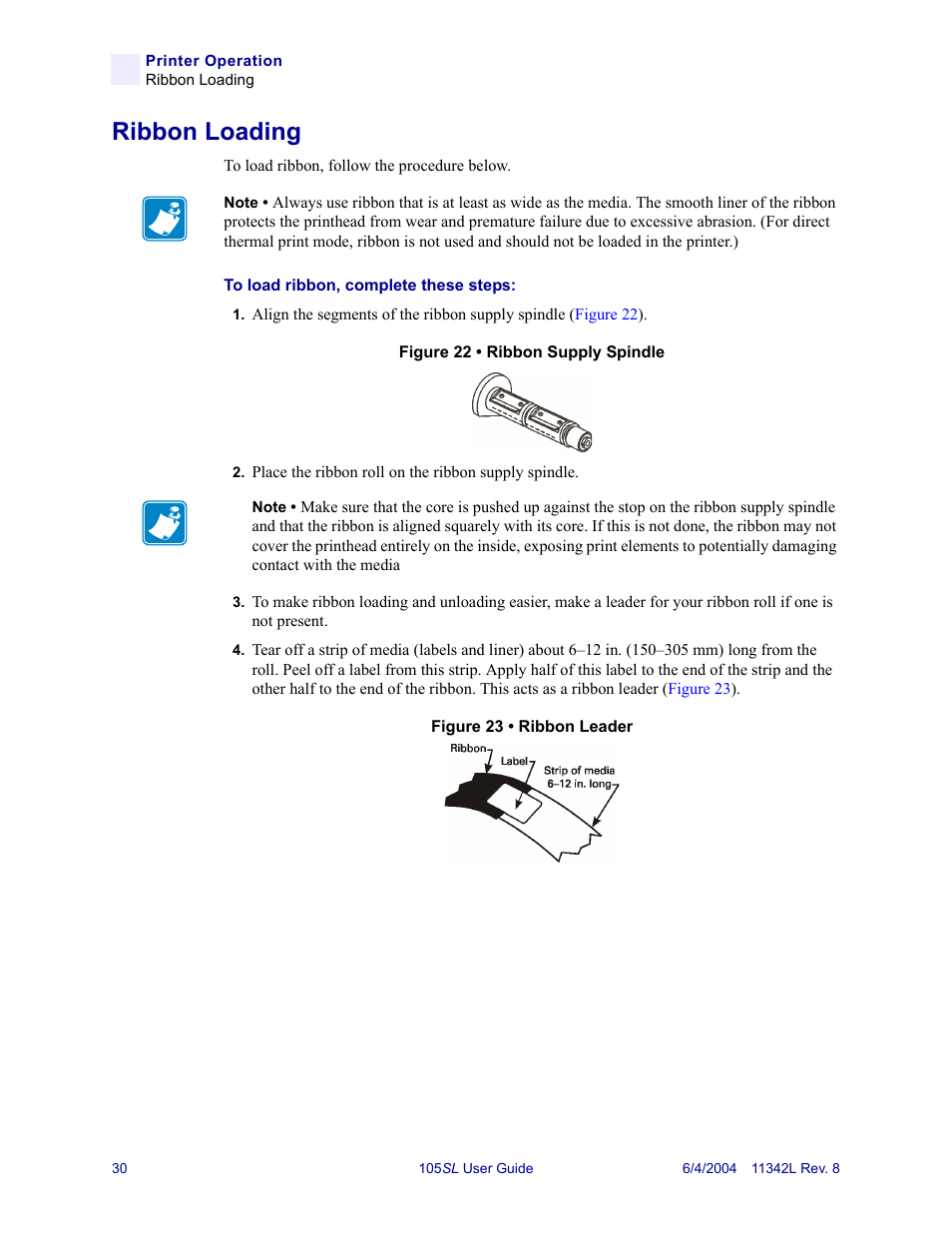 Ribbon loading | Zebra Technologies Zebra S Series 105SL User Manual | Page 54 / 130