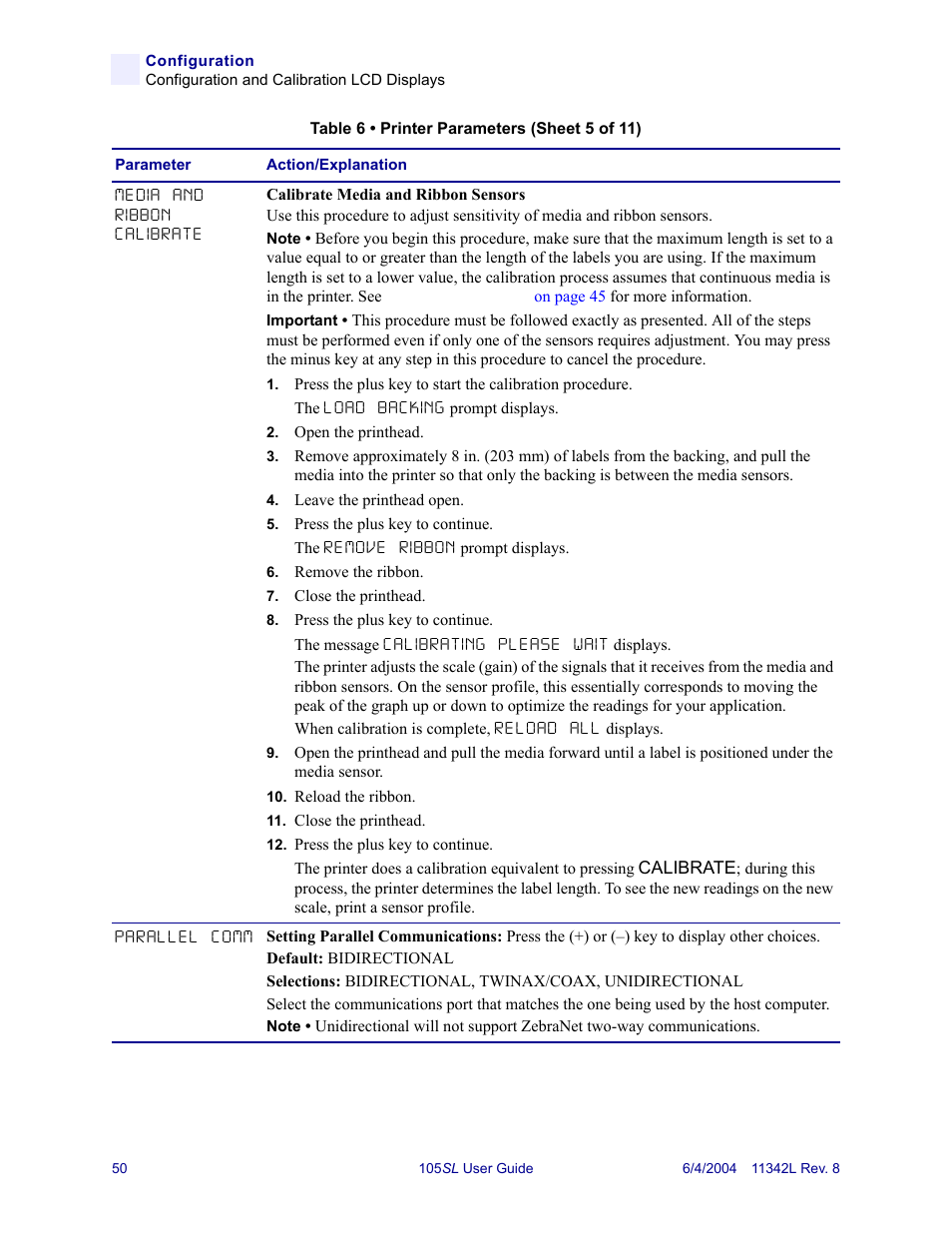 Calibrate media and ribbon sensors | Zebra Technologies Zebra S Series 105SL User Manual | Page 74 / 130