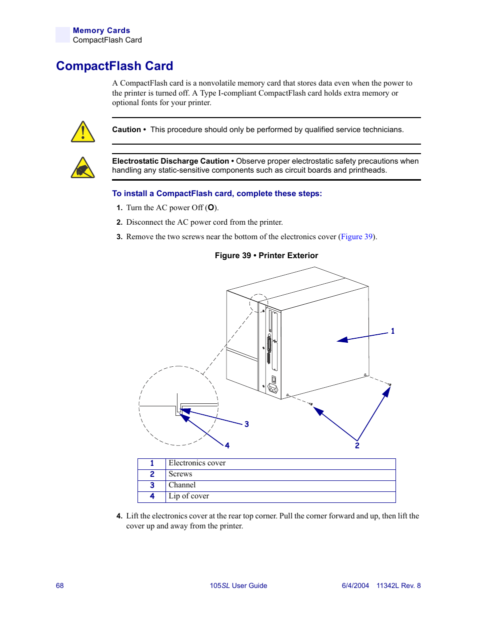 Compactflash card | Zebra Technologies Zebra S Series 105SL User Manual | Page 92 / 130