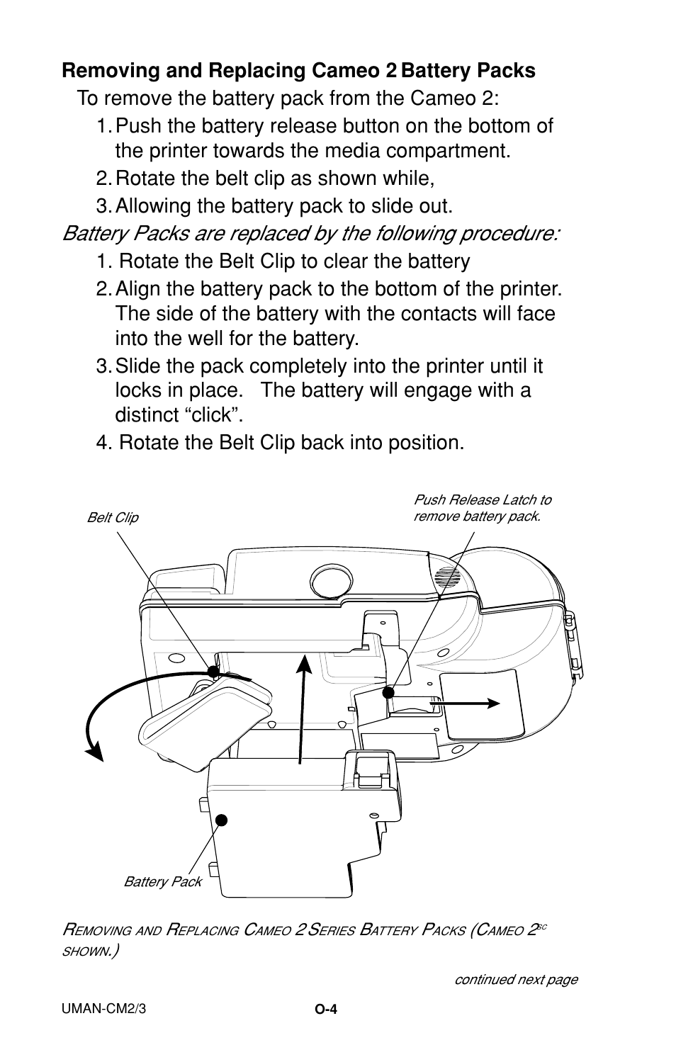 Removing and replacing cameo 2 battery packs, Removing and replacing cameo 2 | Zebra Technologies XiIIIPlus User Manual | Page 10 / 40