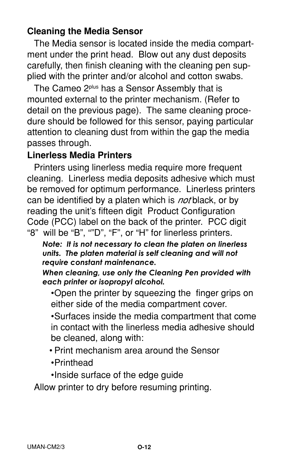 Cleaning the media sensor, Linerless media printers | Zebra Technologies XiIIIPlus User Manual | Page 18 / 40