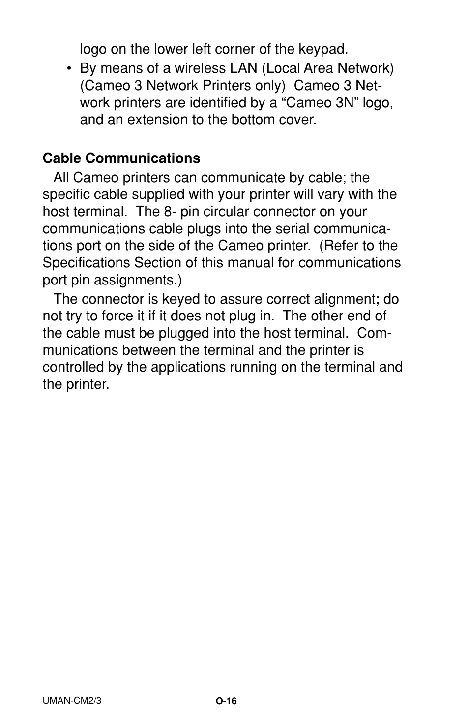 Cable communications | Zebra Technologies XiIIIPlus User Manual | Page 22 / 40