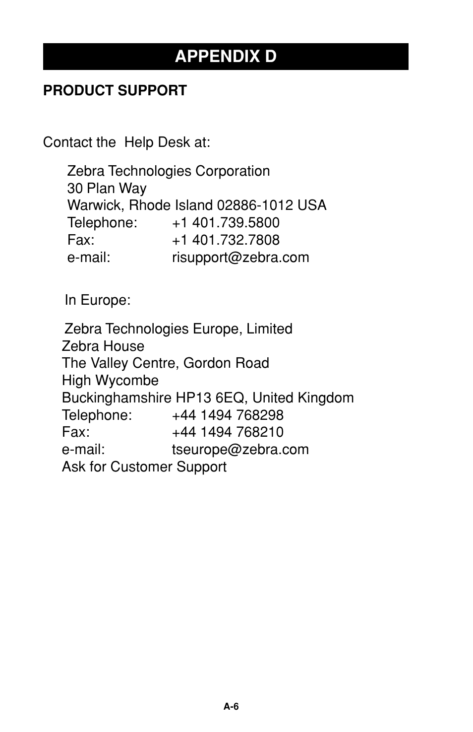 Appendix d | Zebra Technologies XiIIIPlus User Manual | Page 38 / 40