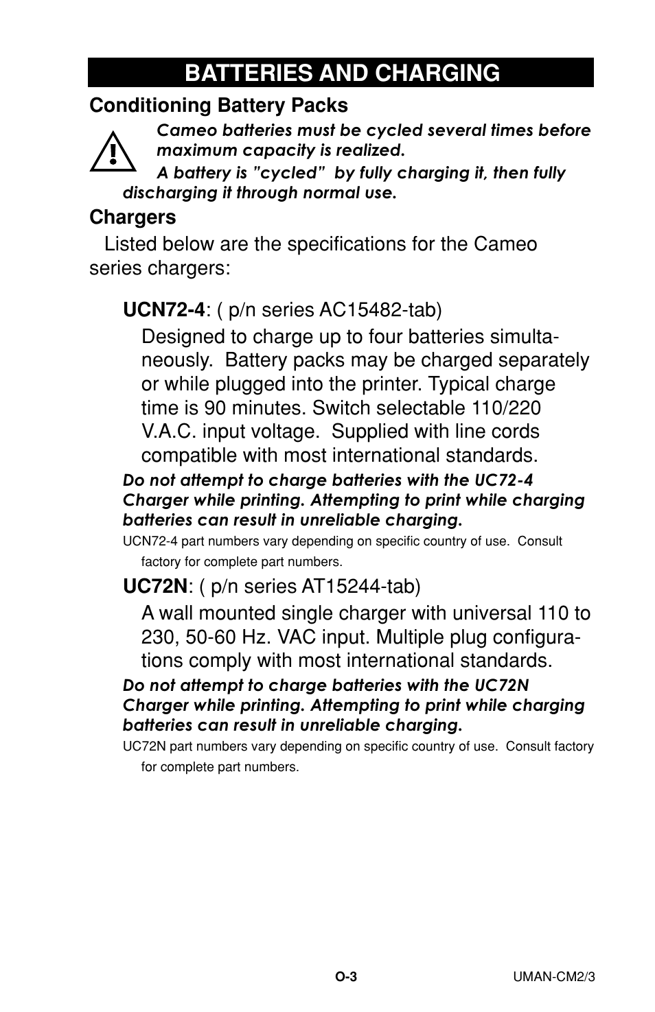 Batteries and charging, Conditioning battery packs, Chargers | Zebra Technologies XiIIIPlus User Manual | Page 9 / 40