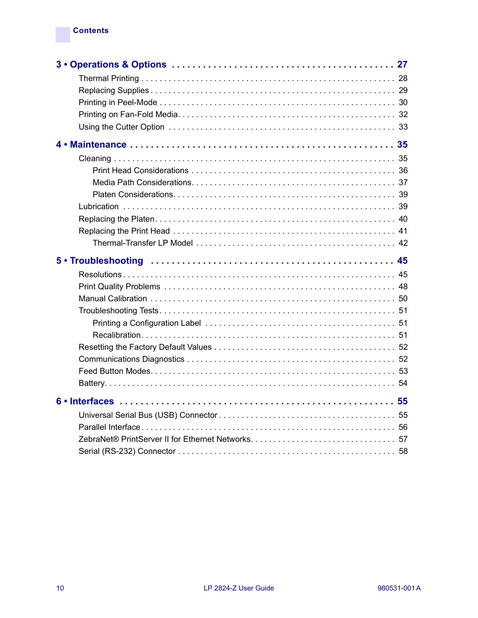 Zebra Technologies Zebra LP 2824-Z User Manual | Page 10 / 62