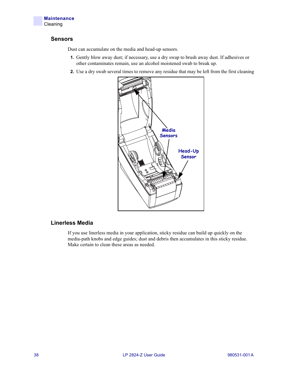 Zebra Technologies Zebra LP 2824-Z User Manual | Page 38 / 62