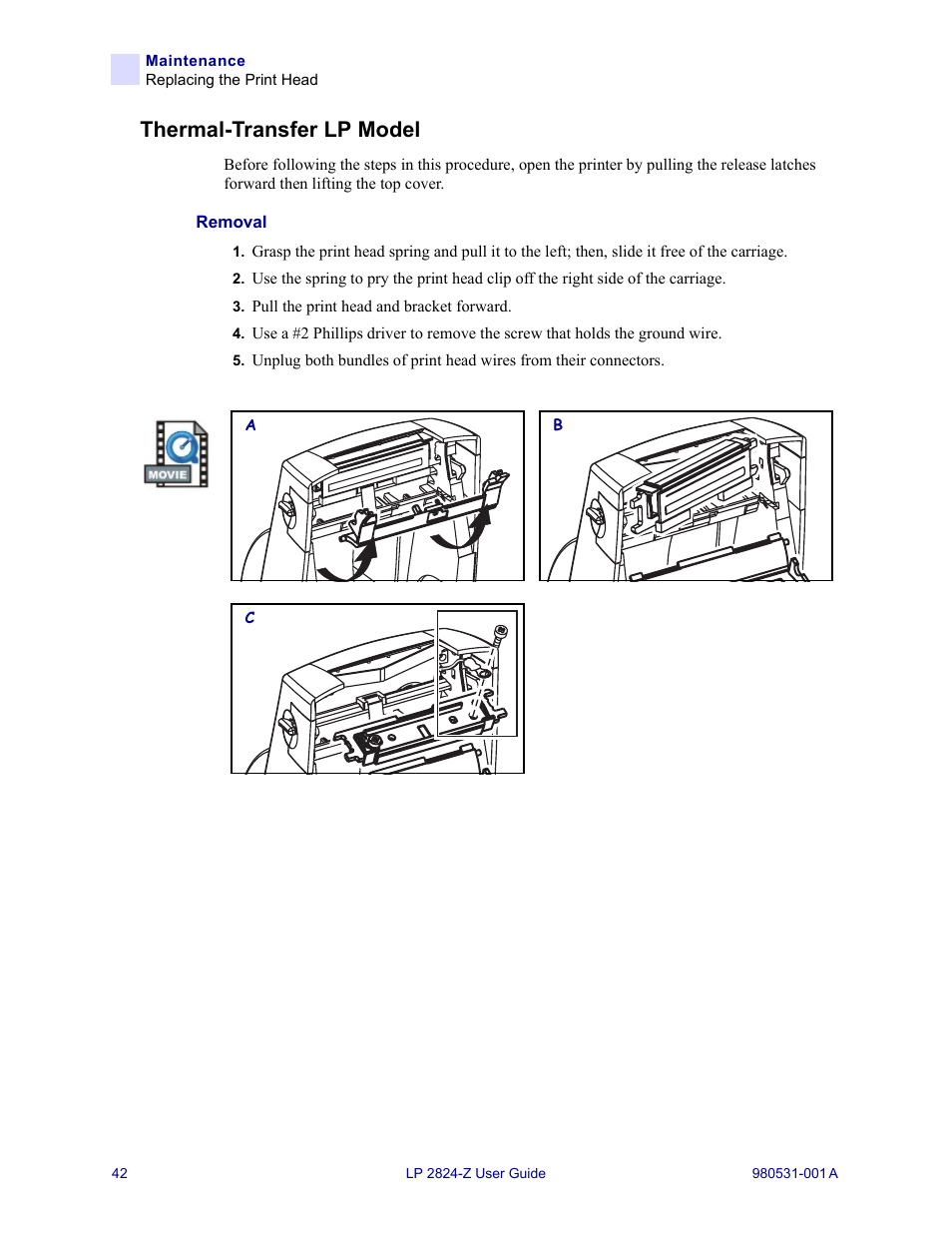 Thermal-transfer lp model | Zebra Technologies Zebra LP 2824-Z User Manual | Page 42 / 62