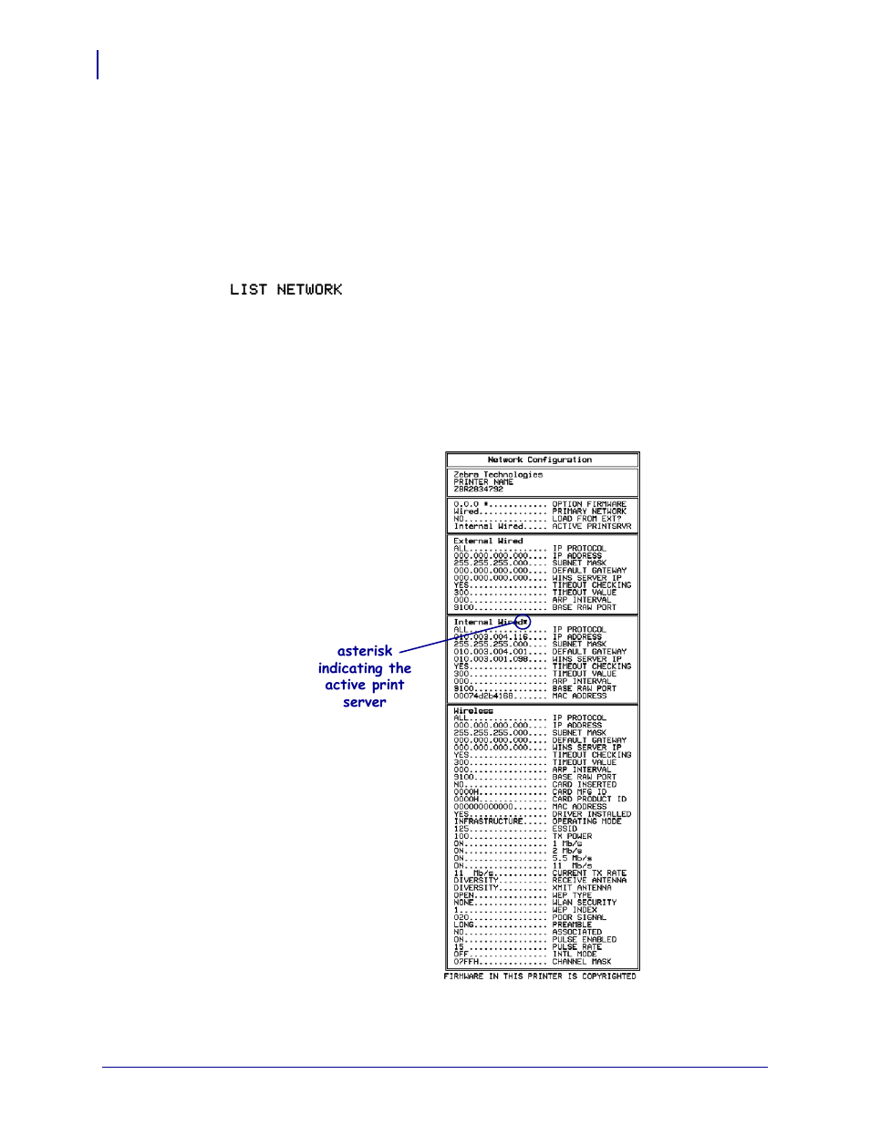 Print a network configuration label | Zebra Technologies ZEBRA RXI4TM User Manual | Page 90 / 190