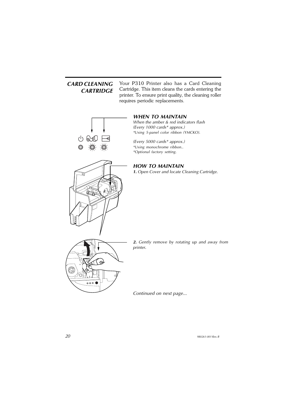 Card cleaning cartridge | Zebra Technologies P310F User Manual | Page 28 / 46