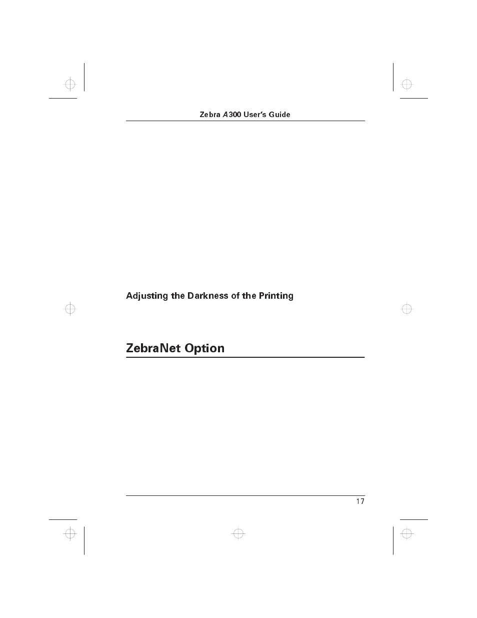 Zebranet option | Zebra Technologies A300 User Manual | Page 26 / 36