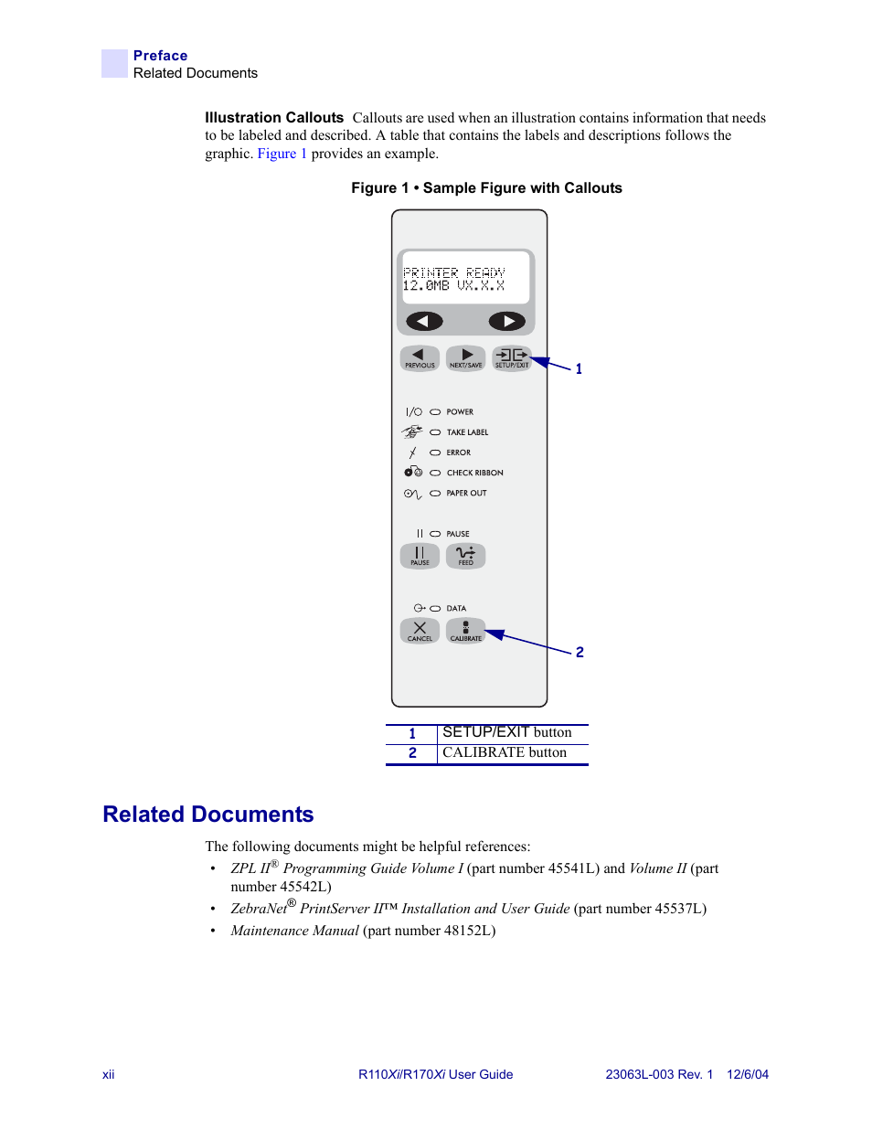 Related documents | Zebra Technologies R110Xi User Manual | Page 12 / 184