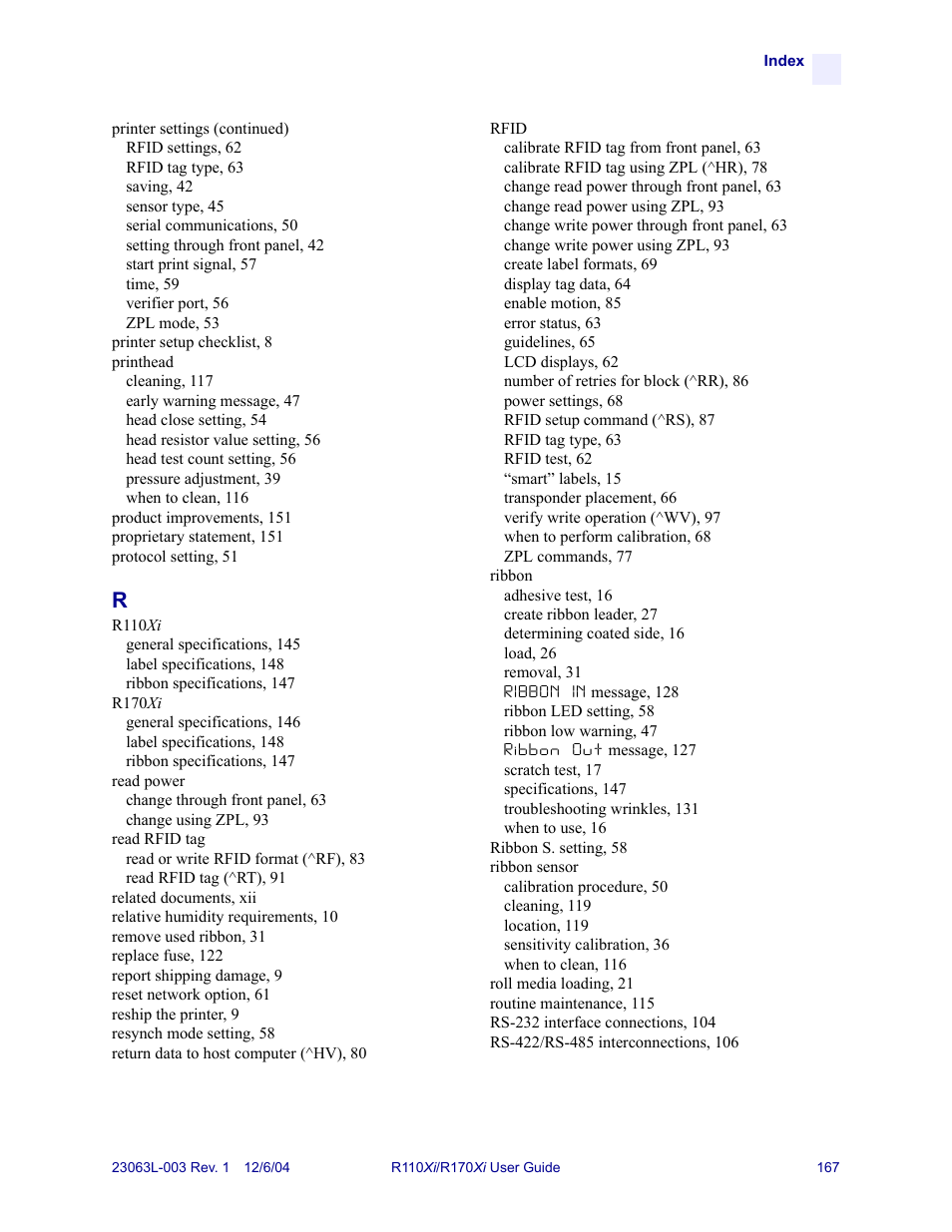 Zebra Technologies R110Xi User Manual | Page 179 / 184