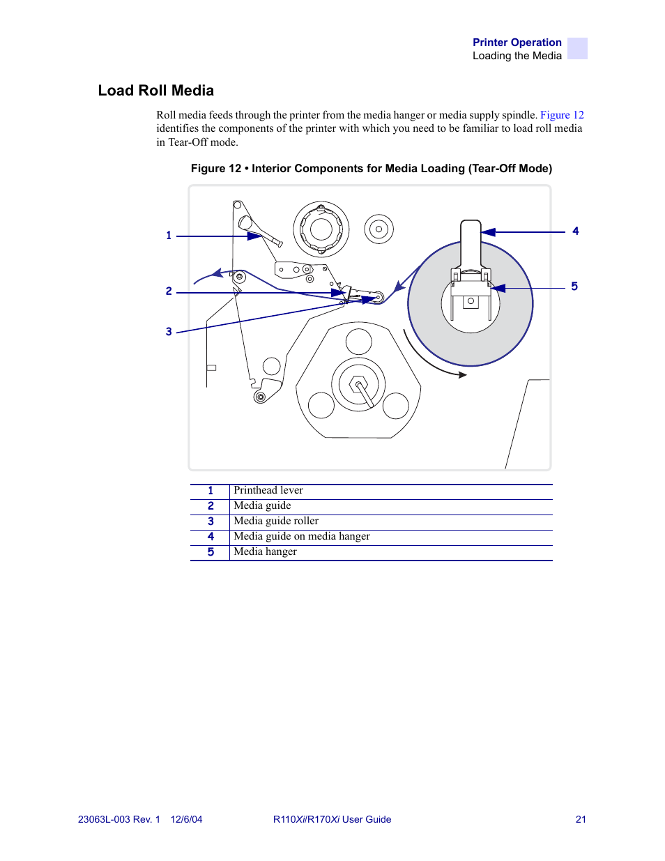 Load roll media | Zebra Technologies R110Xi User Manual | Page 33 / 184