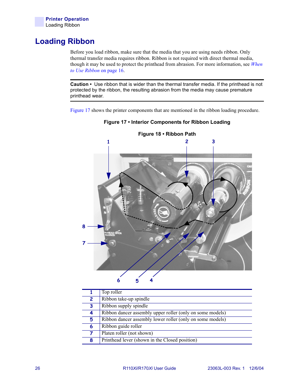 Loading ribbon | Zebra Technologies R110Xi User Manual | Page 38 / 184