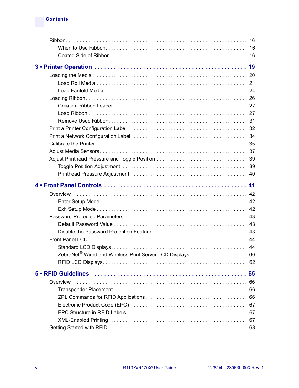 Zebra Technologies R110Xi User Manual | Page 6 / 184