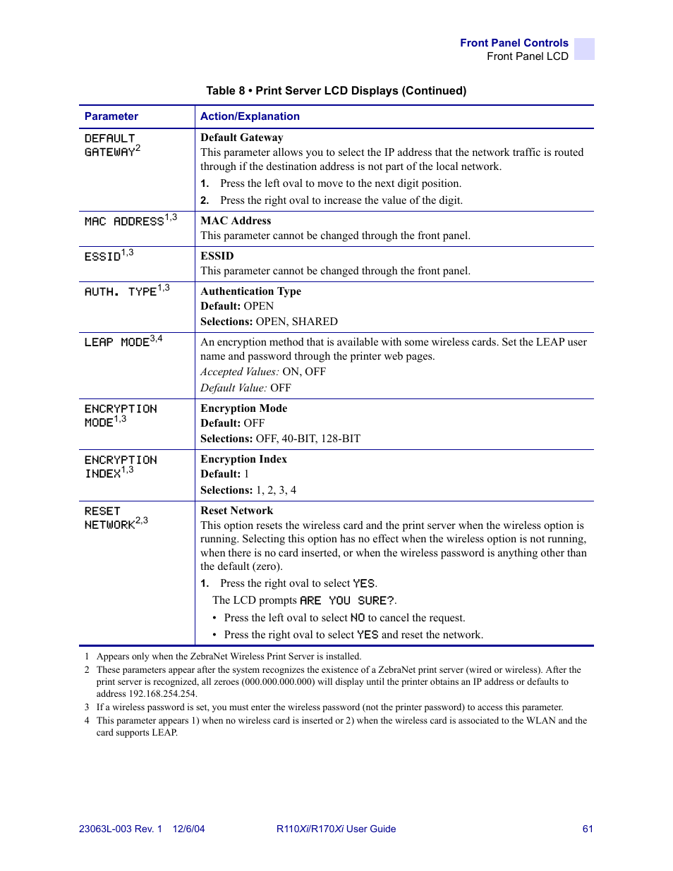 Zebra Technologies R110Xi User Manual | Page 73 / 184