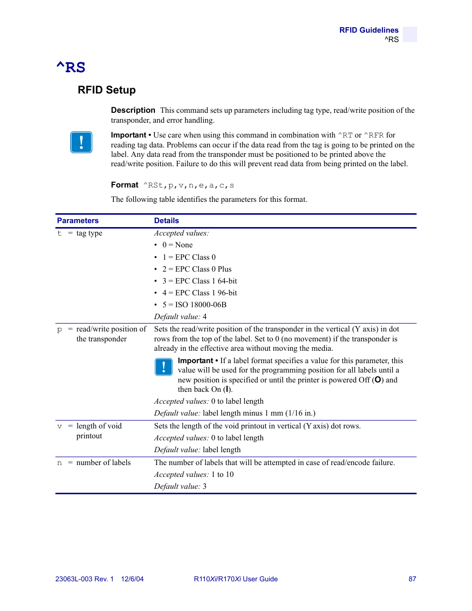Rfid setup | Zebra Technologies R110Xi User Manual | Page 99 / 184