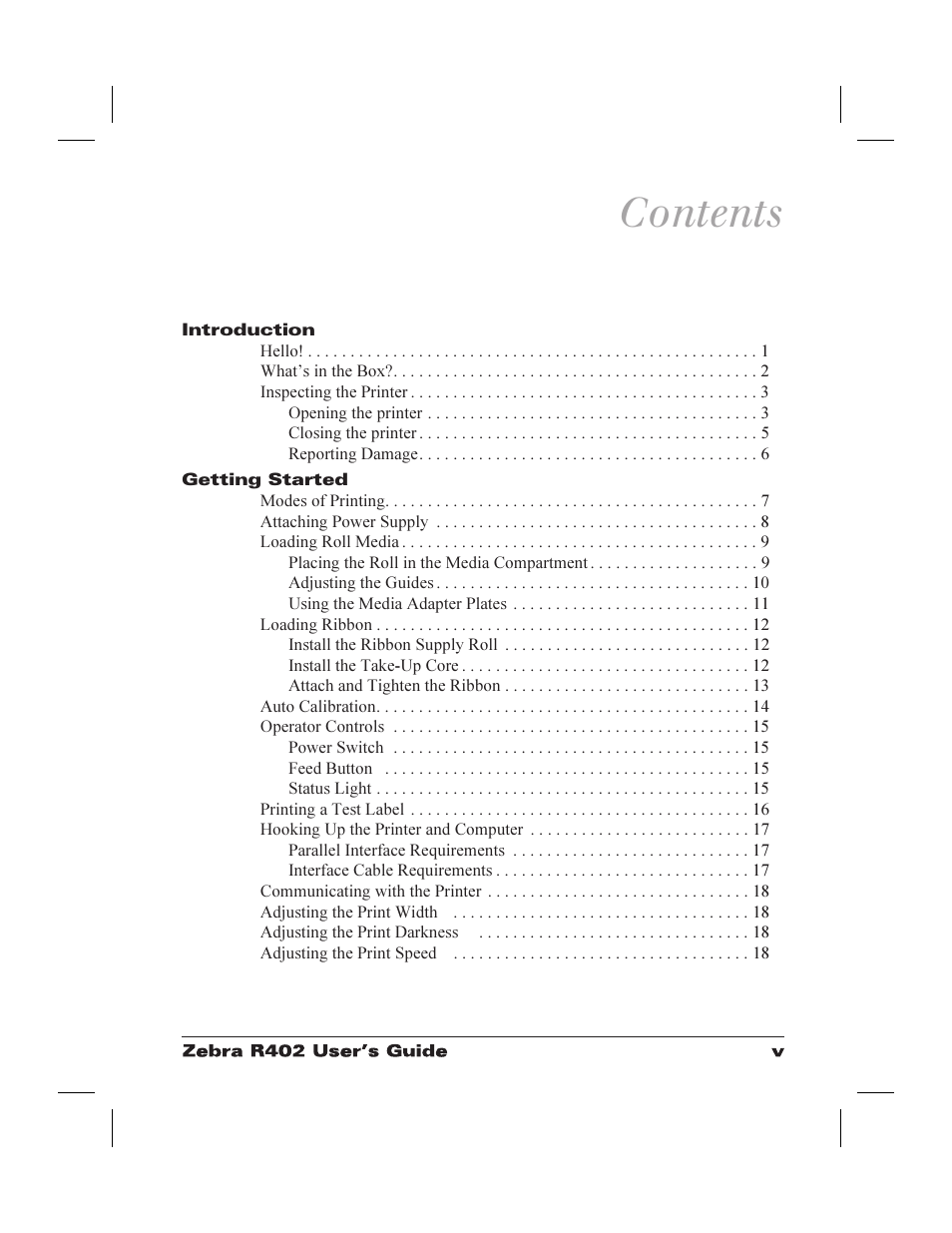 Zebra Technologies R402 User Manual | Page 5 / 72