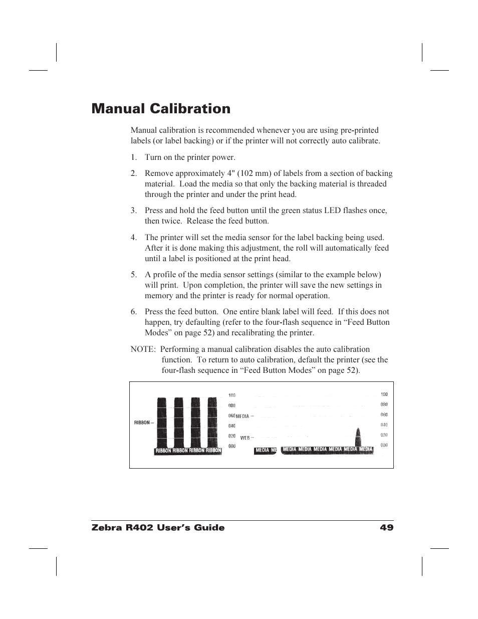 Manual calibration 49, Manual 49, Manual calibration | Zebra Technologies R402 User Manual | Page 57 / 72