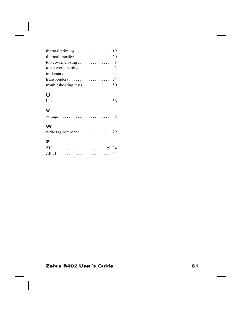 Zebra Technologies R402 User Manual | Page 69 / 72