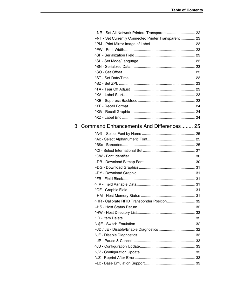 3 command enhancements and differences | Zebra Technologies SL5000r/T5000r User Manual | Page 7 / 50